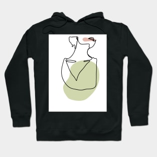 Minimal Line Drawing Woman Neck Hoodie